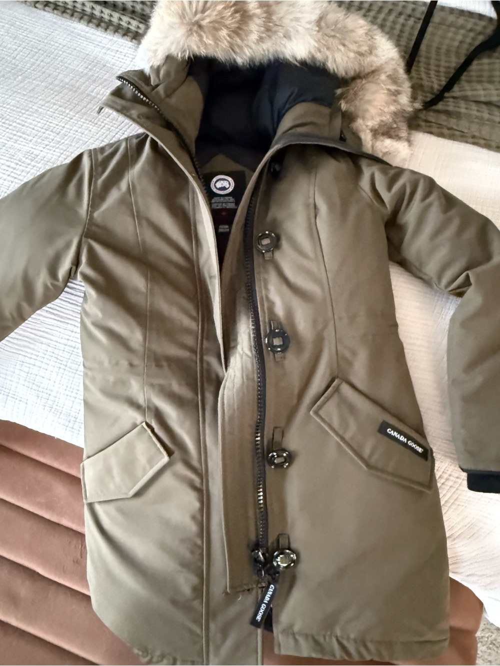 Canada Goose Olive Green Ski Parka with Fur-Trim Hood